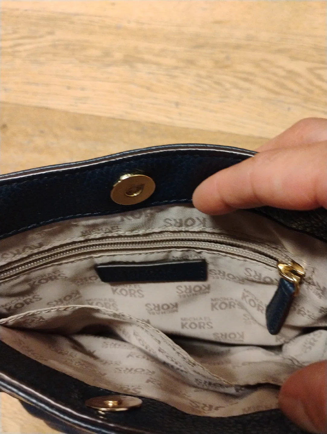 Michael Kors Navy Blue Leather Crossbody Bag image indicator(3)