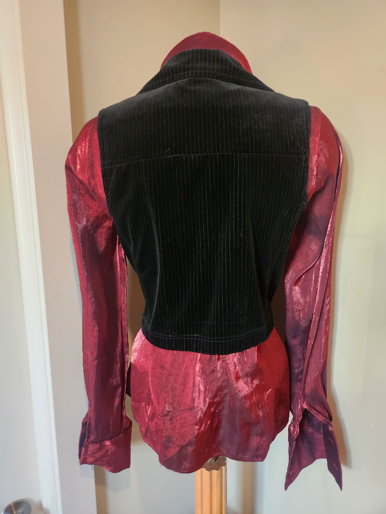 vintage GAP brand Black Velvet Pinstripe Vest size small - photo 3