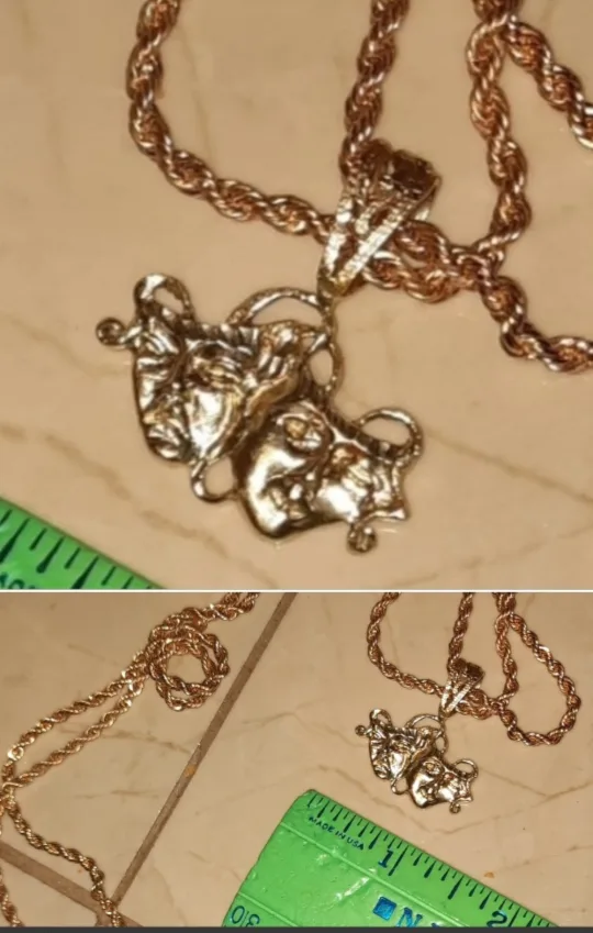 Huge AUTHENTIC GENUINE SOLID 14K GOLD CHARM COMEDY TRAGEDY image indicator(5)