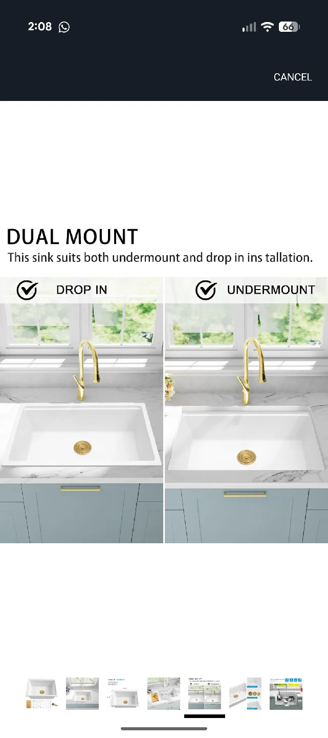 YAQUN CS6545 White Kitchen Sink image indicator(5)