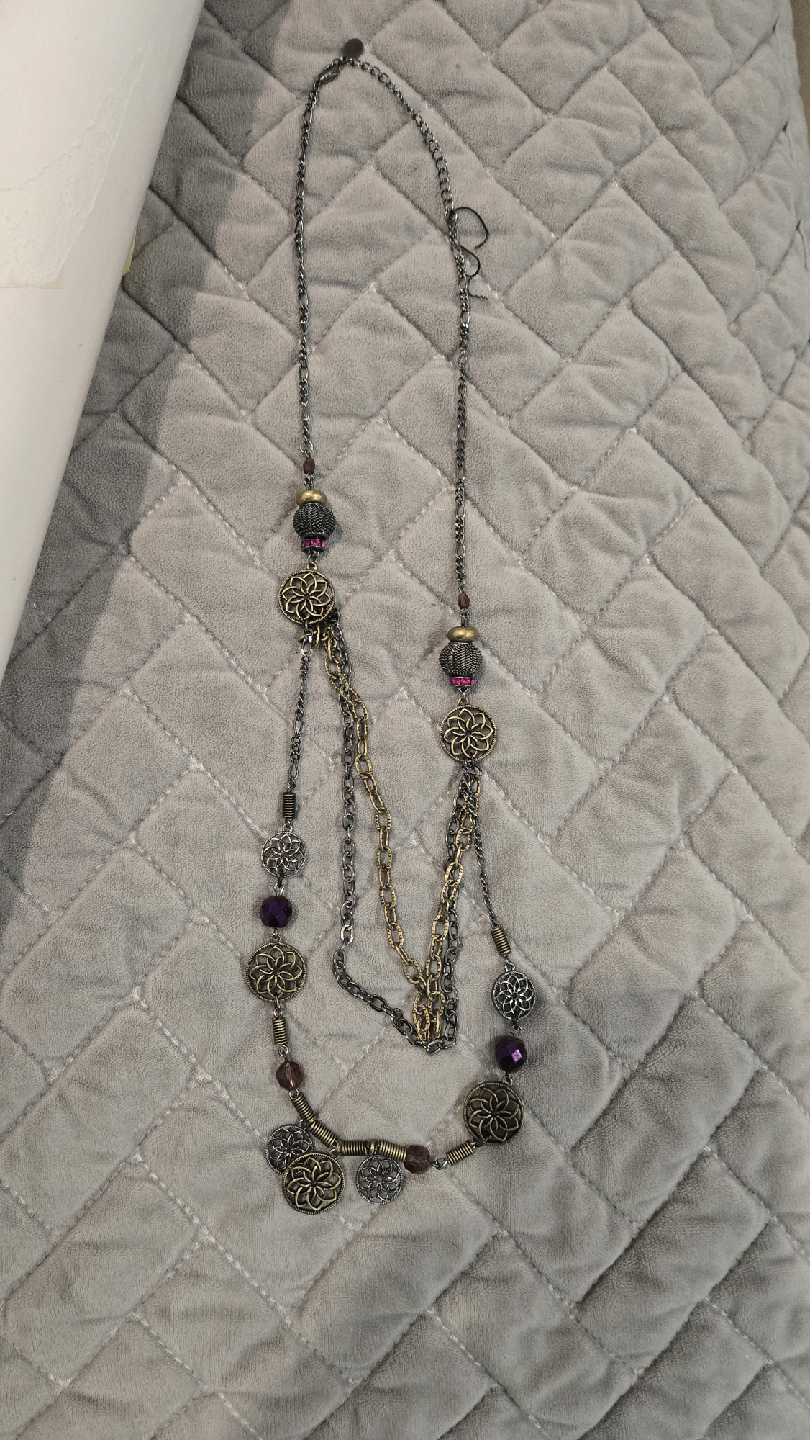 🧡Layered Necklace with Purple Beads