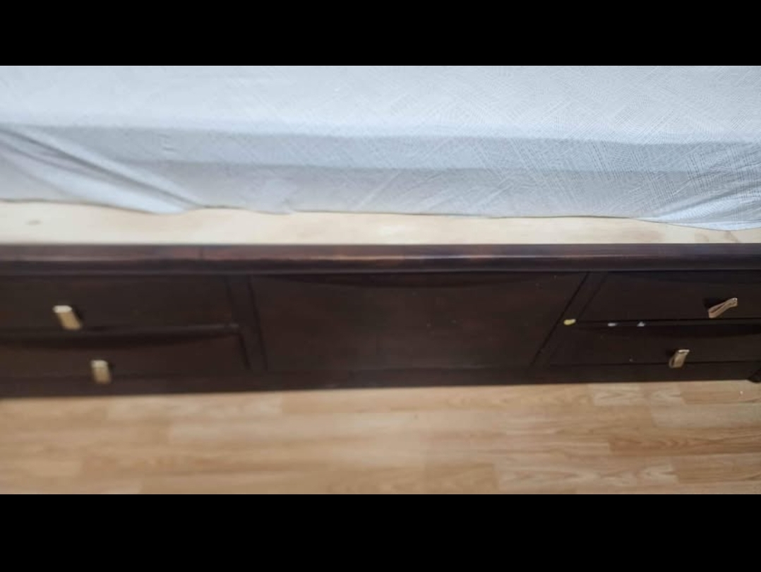 Dark Wood King Size Bed Frame with Storage - photo 3