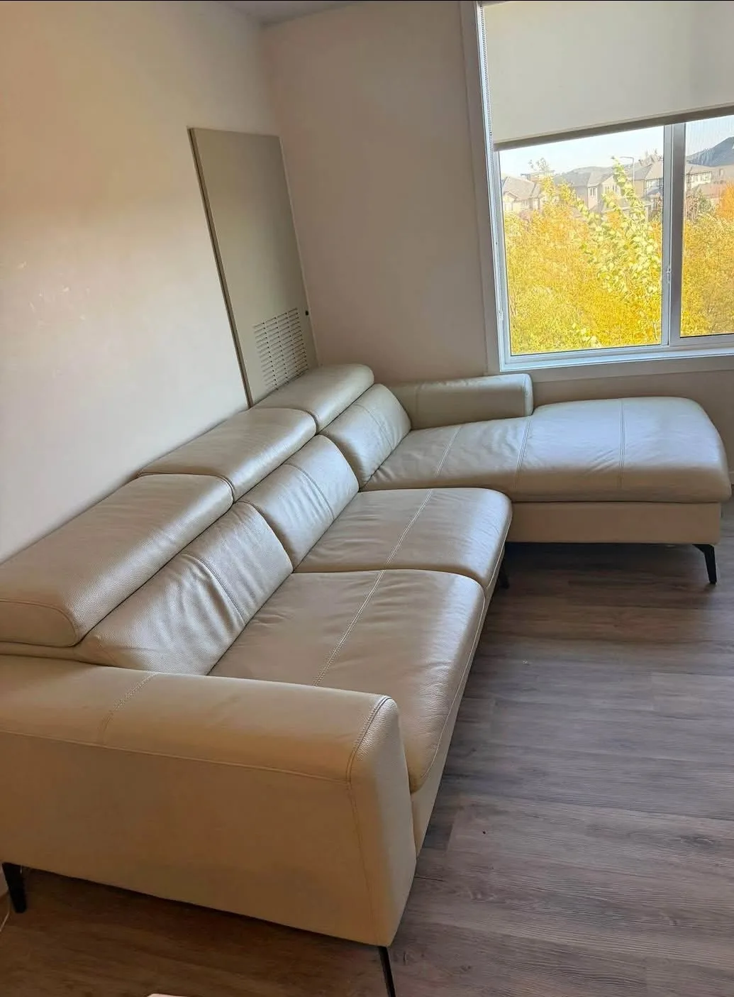 Beige Leather Sectional Sofa with free delivery image indicator(2)