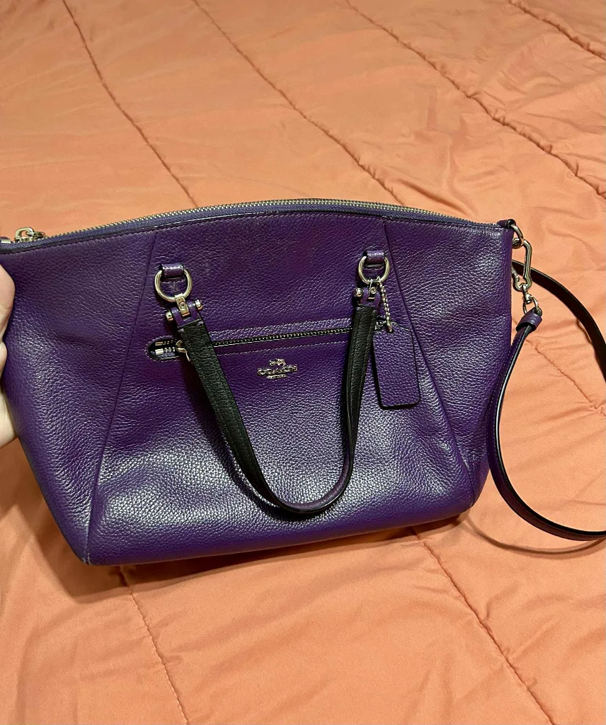 Coach Purple Leather Handbag thumbnail