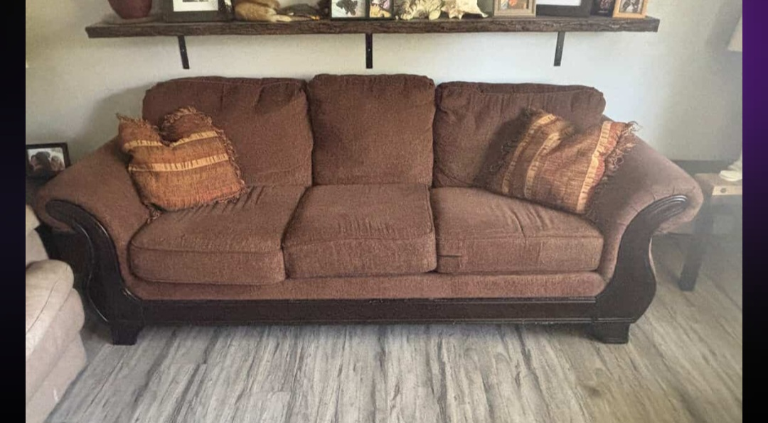 Brown Three-Seater Sofa