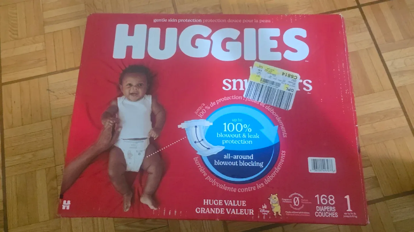 Huggies Little Snugglers Diapers, Size 1, 168 Count
