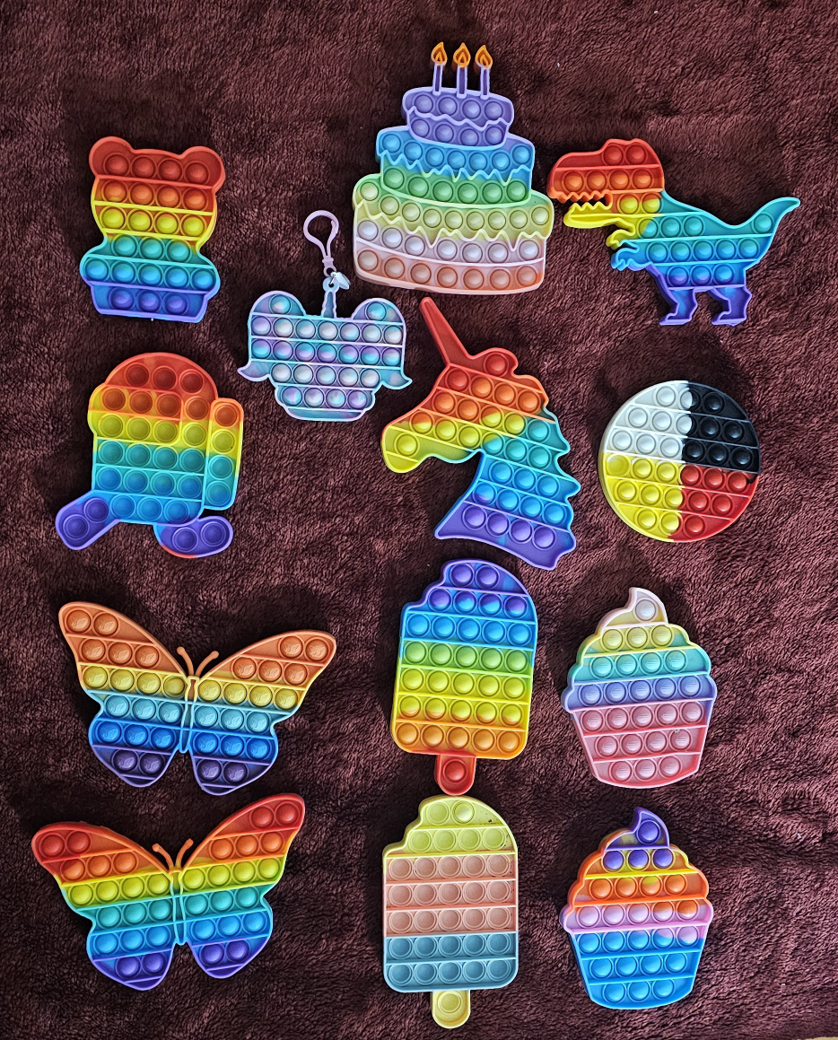 Rainbow Pop It Fidget Toys - Lot of 12