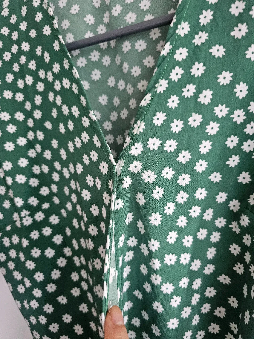 Floral Wrap Dress - Green & White image indicator(3)