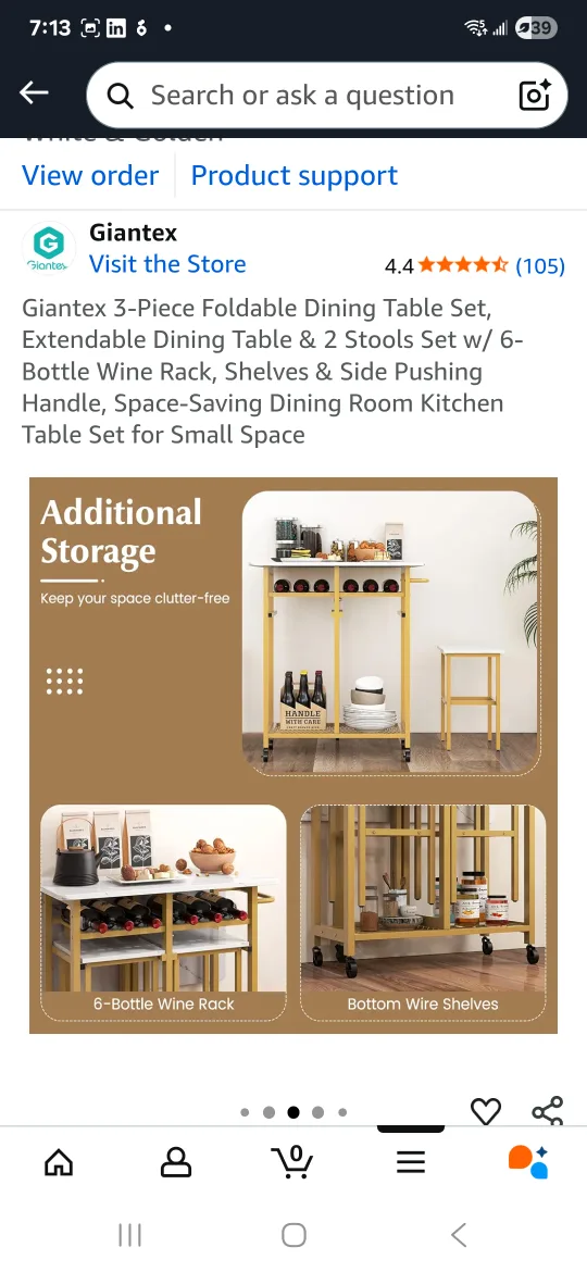 (FINAL SALE);3-Piece Foldable Dining Table Set image indicator(6)