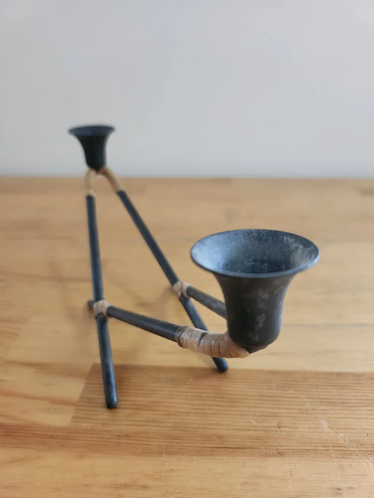Vintage Danish Metal Cane Candleholder by Laurids Lonborg 1960s image indicator(5)