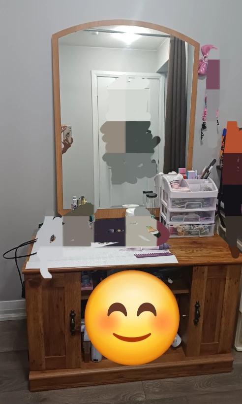 Wooden Vanity Table with Mirror
