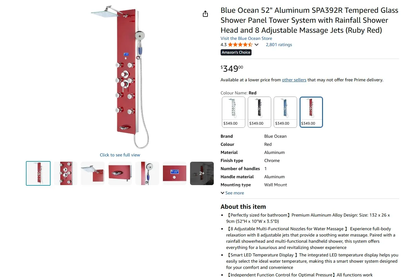 Brand New Blue Ocean Rainfall Shower Panel For Sale image indicator(9)