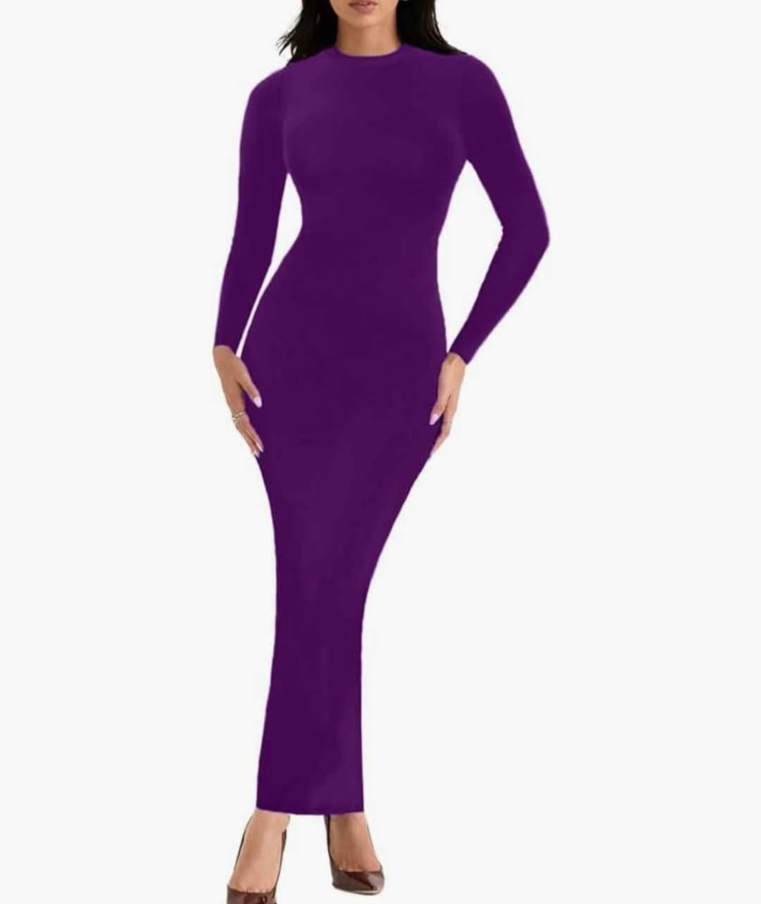 Women's Purple Long Sleeve Bodycon Dress (M)