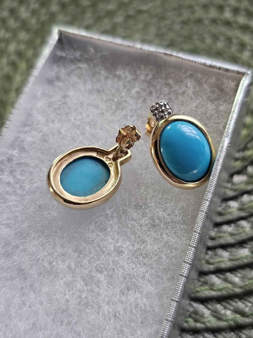 Turquoise &14K Gold Earrings 4.13g - photo 2