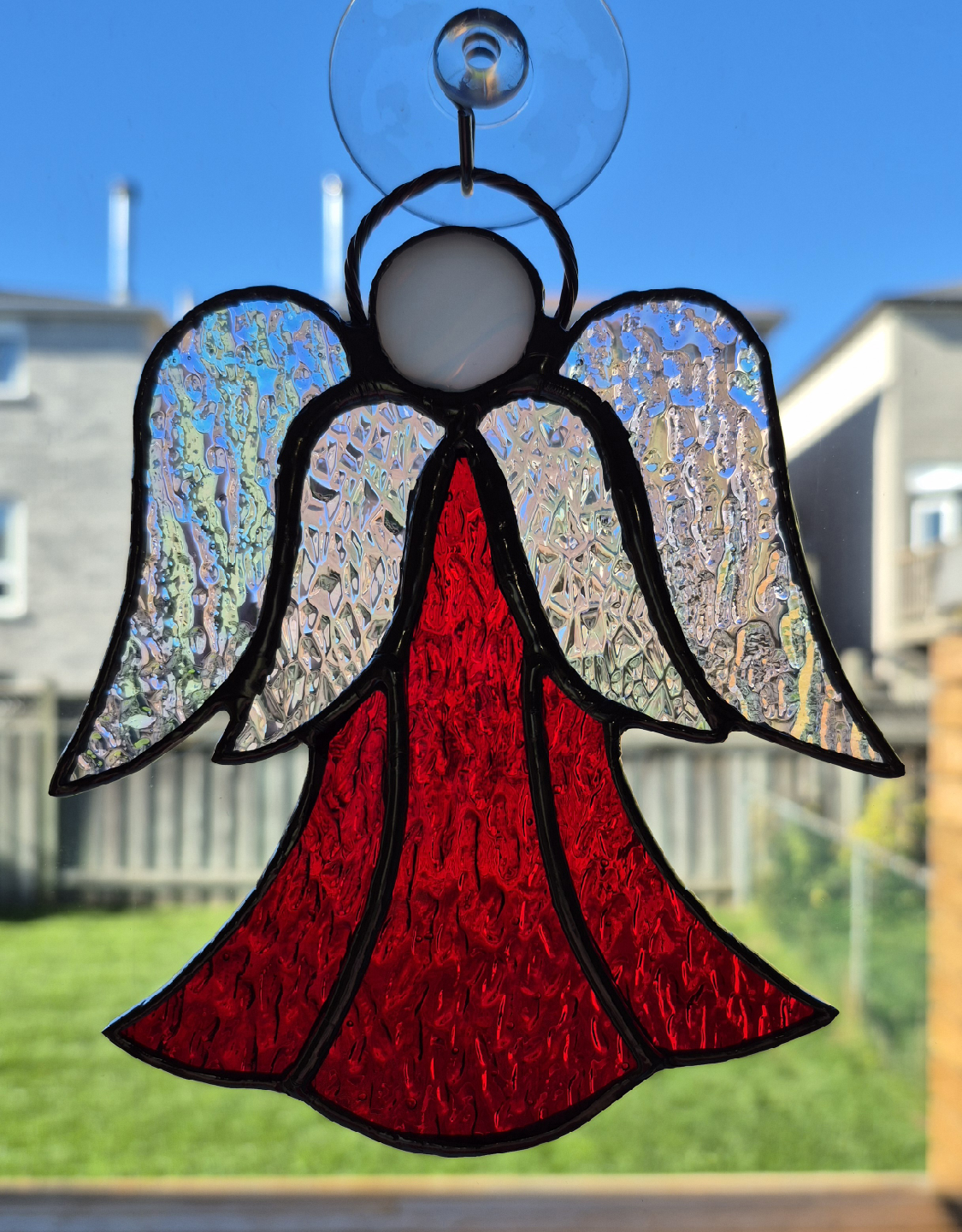 Stained glass red angel suncatcher - photo 2