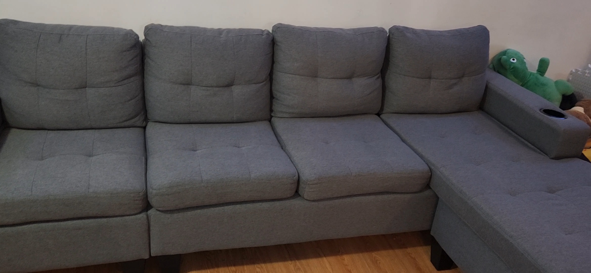 Grey Sectional Sofa with Chaise Lounge - photo 3
