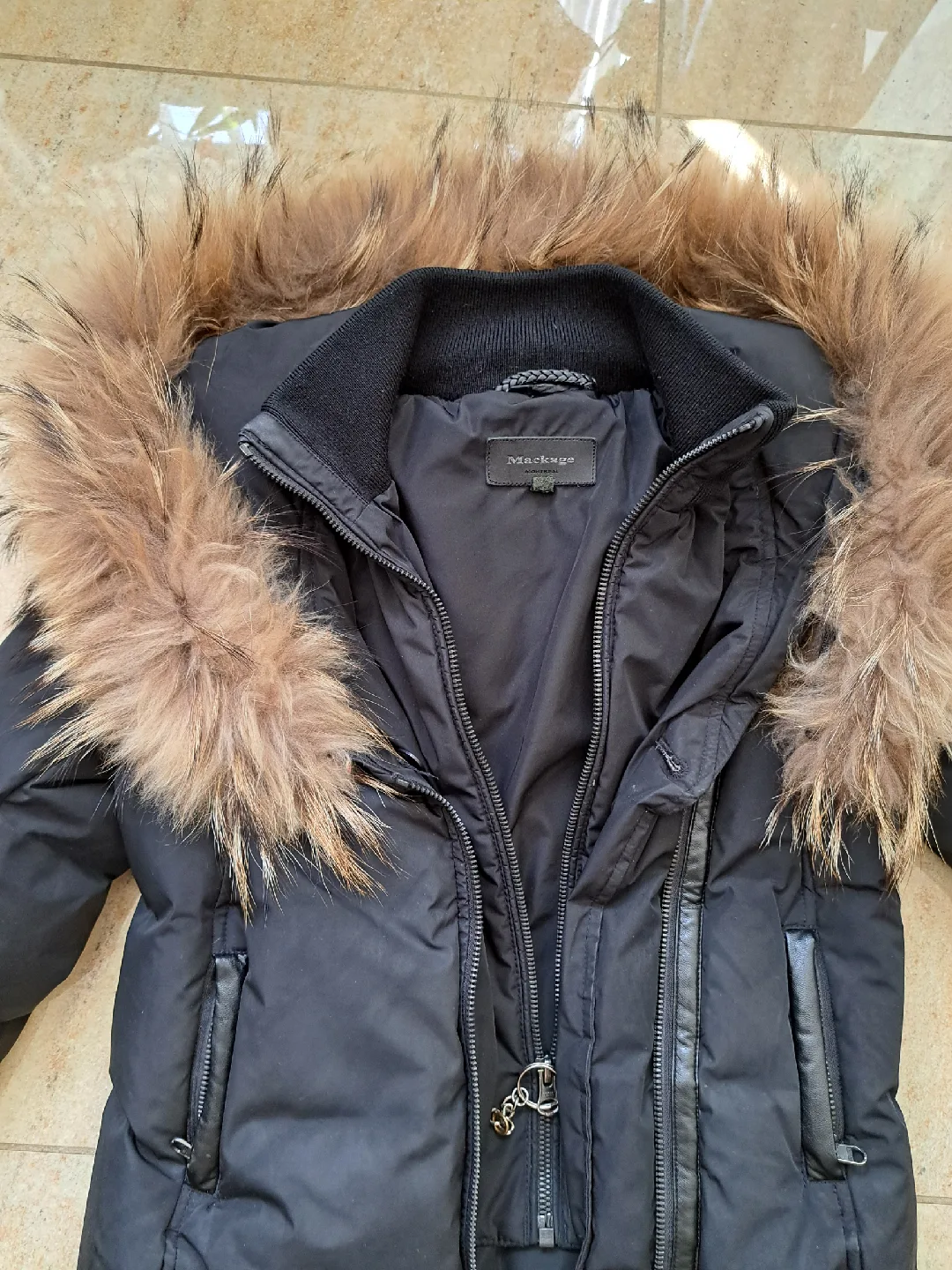 Mackage Black Down Puffer Jacket w/ Fur Hood image indicator(4)