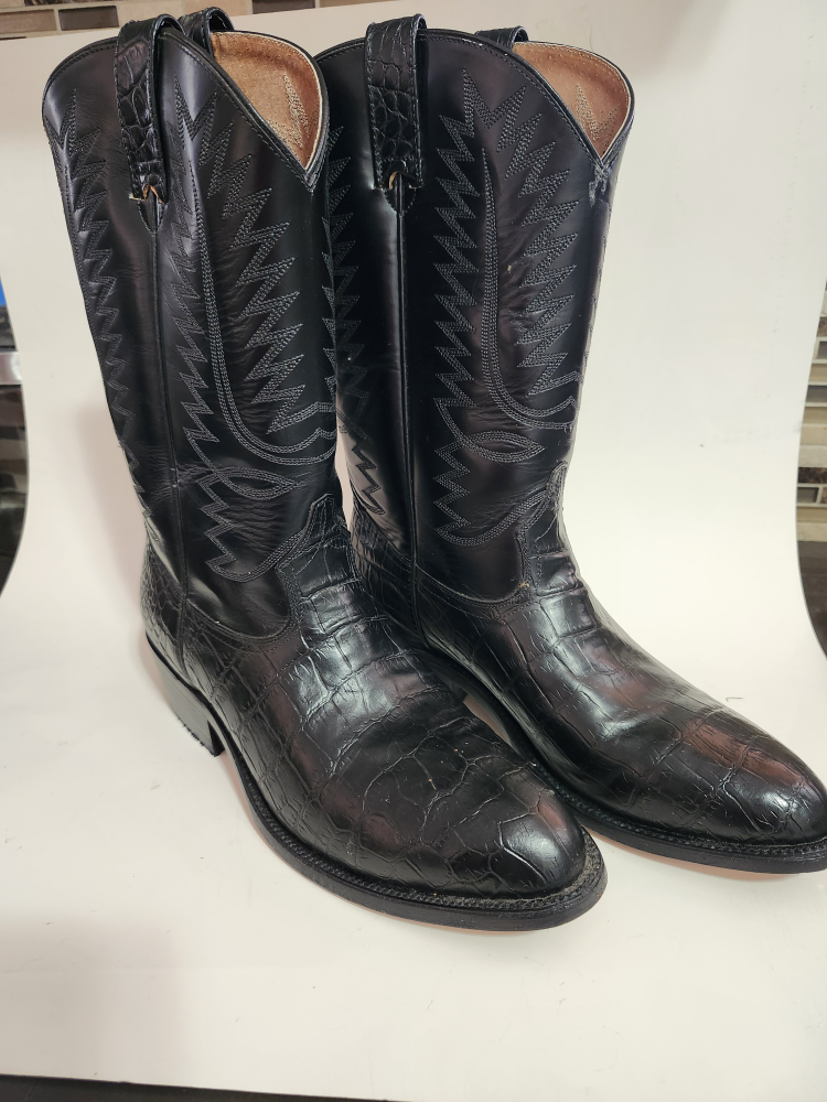 Tom Houston Black Leather Cowboy Boots - photo 2