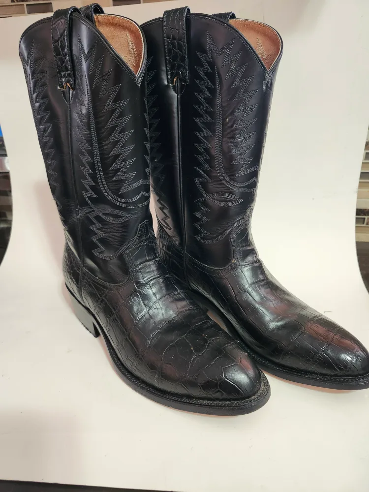 Tom Houston Black Leather Cowboy Boots image indicator(2)