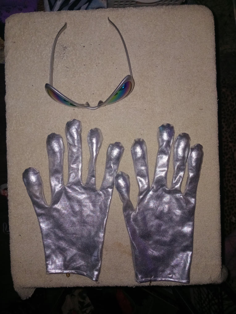 Silver Alien Gloves & Sunglasses Costume Set - photo 3