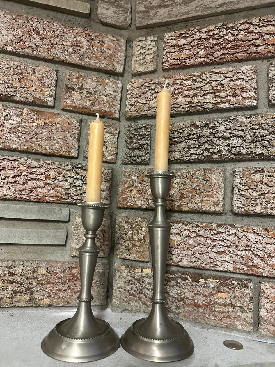 Pair of Vintage Pewter Candlestick Holders