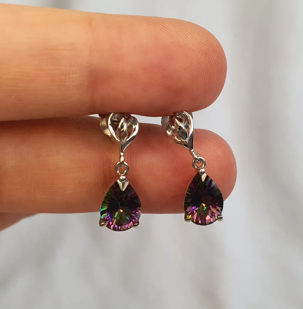 Silver Earrings with Mystic Topaz image indicator(3)