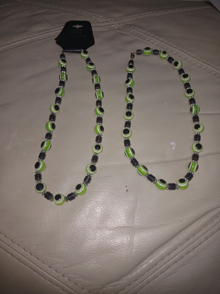 Green & Black Beaded Necklaces