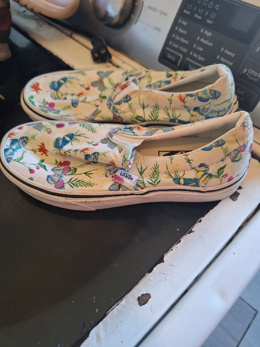 Vans Slip-On Shoes with Butterfly Floral Design thumbnail