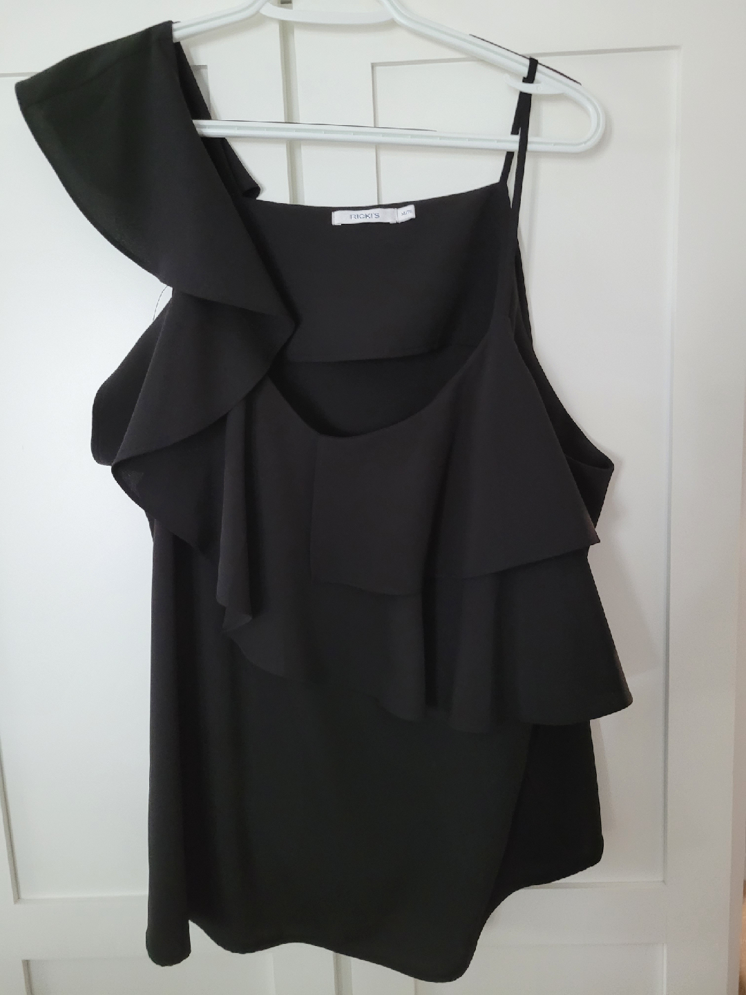 Rickis Black Ruffle Top - Size XL