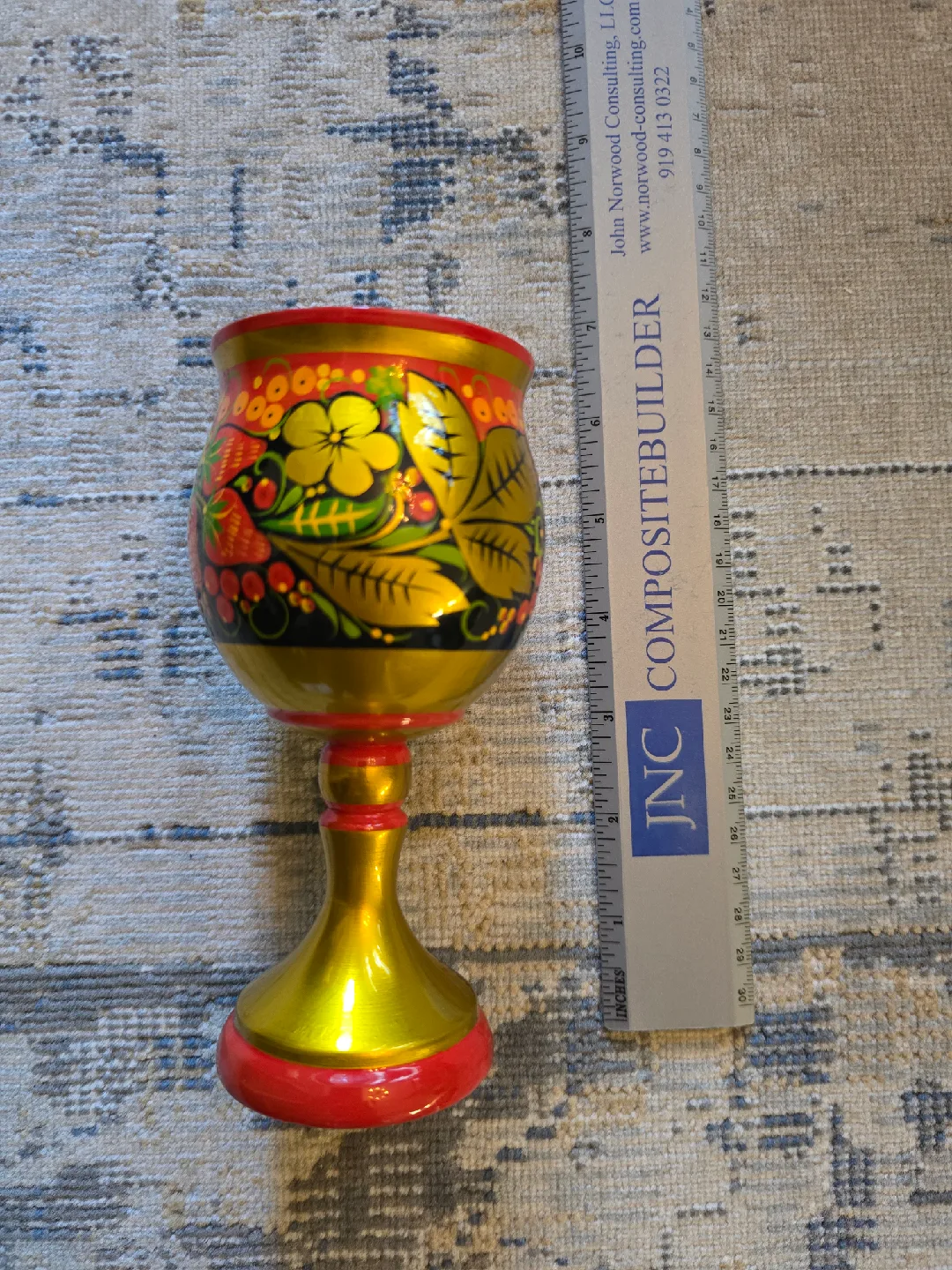 Hand Painted Wooden wine glass thumbnail