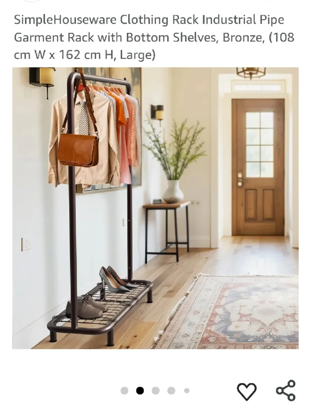 BRAND NEW Simple Houseware CLOTHS AND JACKETS Rack - Bronze image indicator(3)