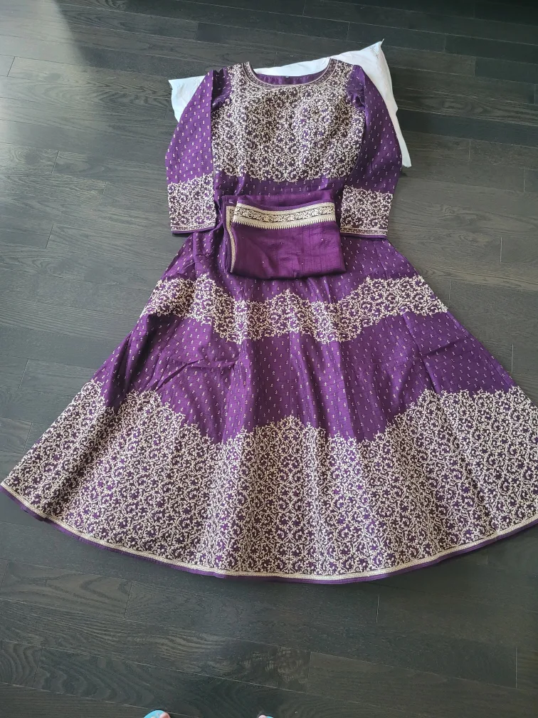 Purple Embroidered Anarkali Dress image indicator(2)