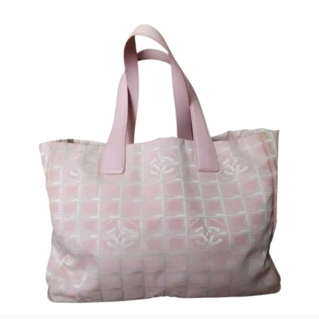 Chanel Pink Nylon CC Travel Line Tote Bag thumbnail