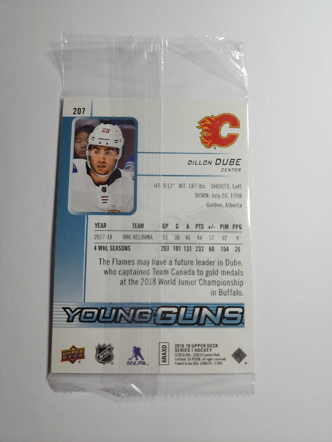 Dillon Dube Young Guns Hockey Card - photo 2