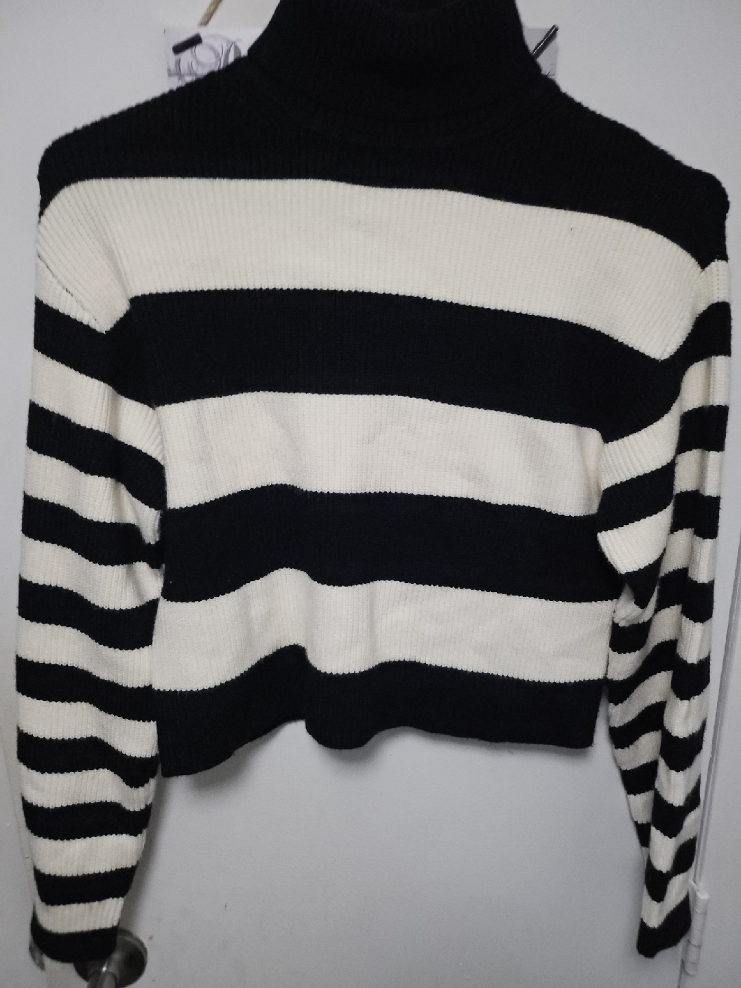 Zara Black & White Striped Turtleneck Sweater Size 11-12