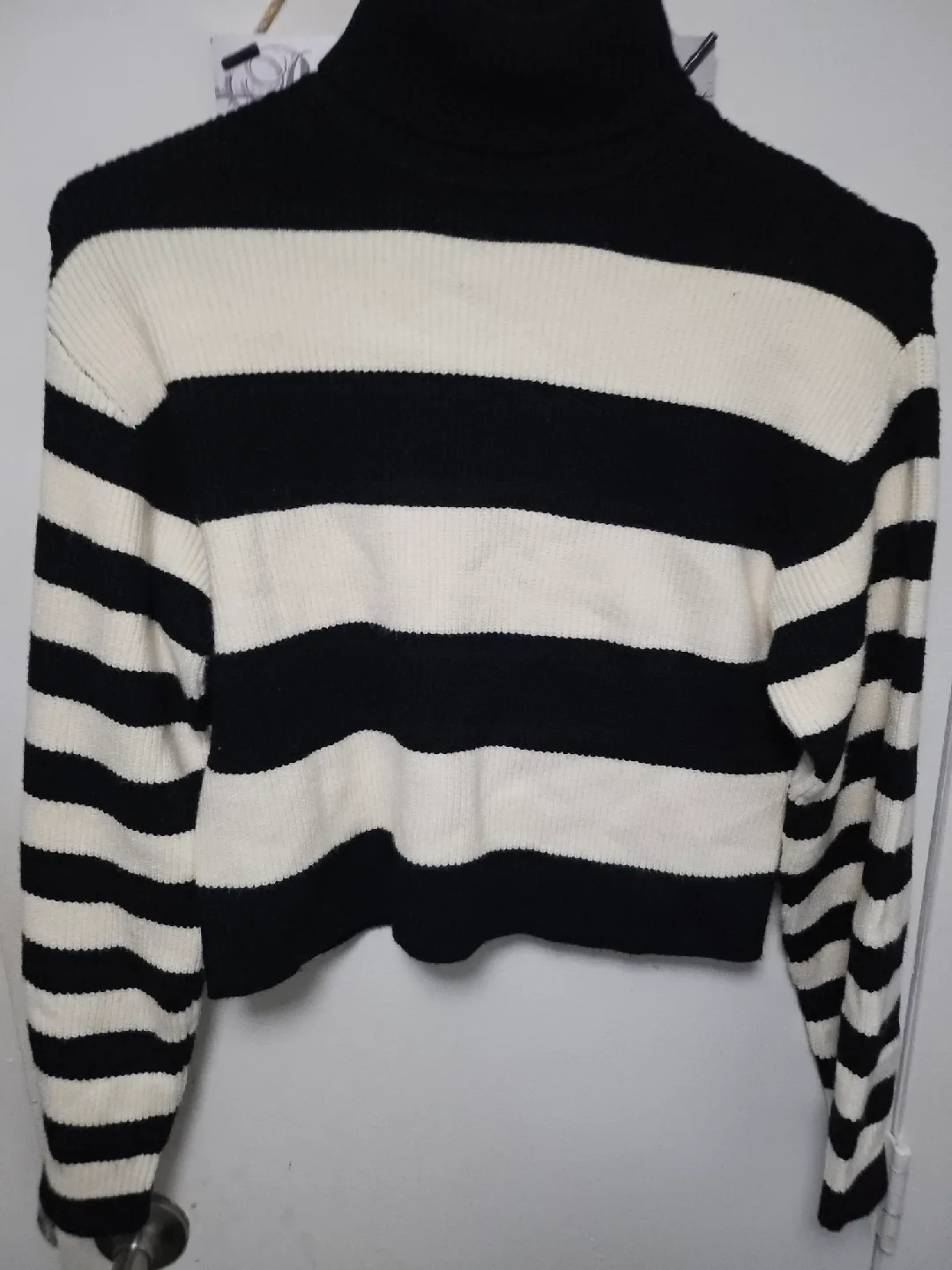 Zara Black & White Striped Turtleneck Sweater Size 11-12