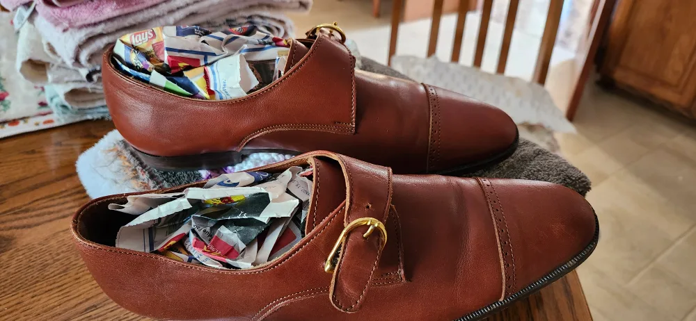 Fogett Brown Leather Monk Strap Shoes - Size 39 image indicator(2)