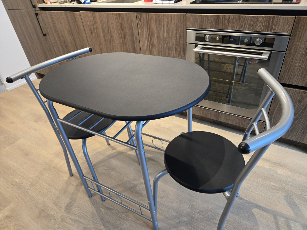 Small Black Dining Table with Two Chairs