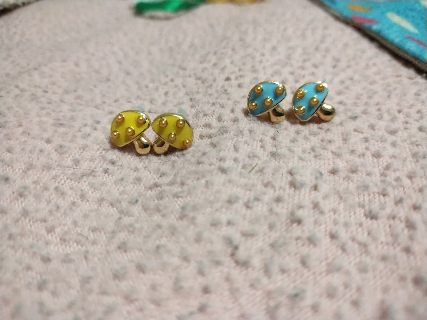 Mushroom Stud Earrings - Blue & Yellow image indicator(2)