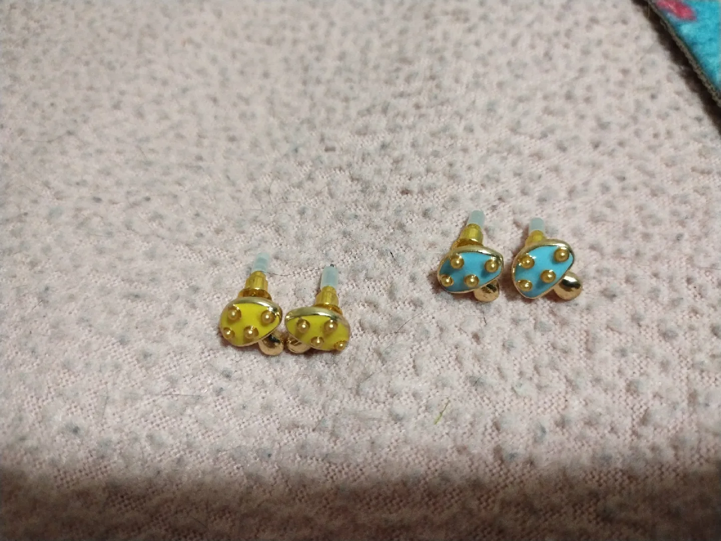 Mushroom Stud Earrings - Blue & Yellow image indicator(3)