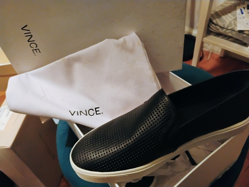 Vince Men's Black Perforated Slip-On Sneakers