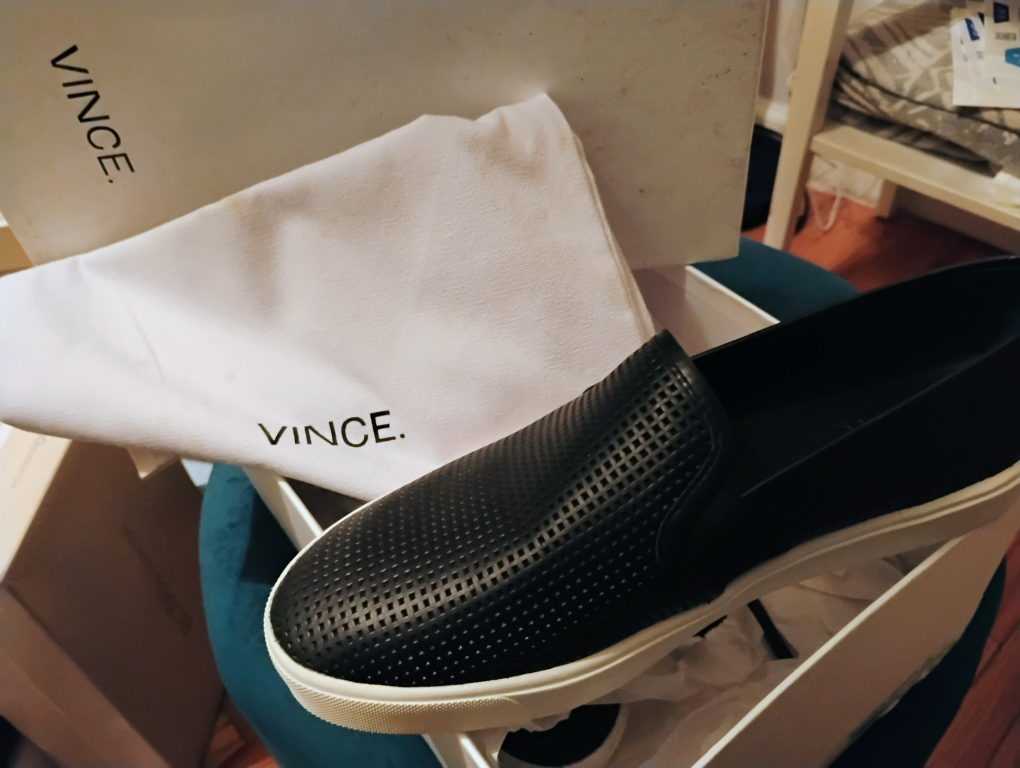 Vince Men's Black Perforated Slip-On Sneakers - photo 5
