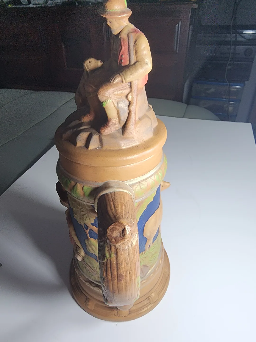 Vintage German Beer Stein with Hunter & Dog image indicator(4)