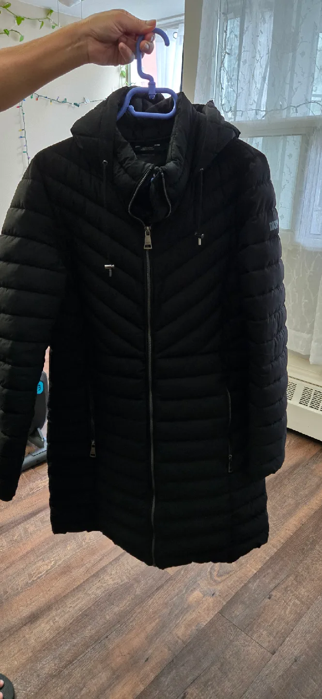 Womens DKNY Lightweight Black Puffer Coat -Large image indicator(2)