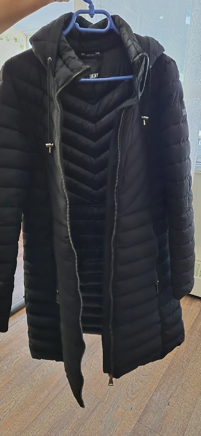 Womens DKNY Lightweight Black Puffer Coat -Large image indicator(3)