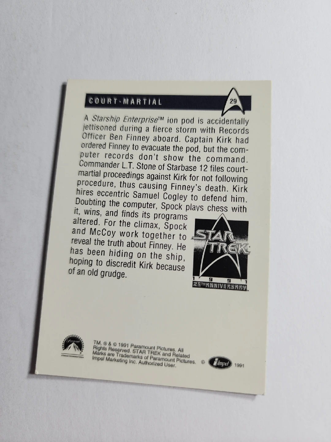 Star Trek: Court-Martial Trading Card - photo 2