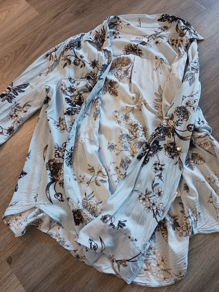 Floral Print Blouse - Light Blue xl - photo 2