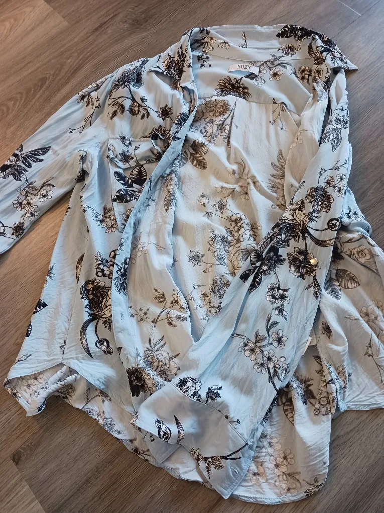 Floral Print Blouse - Light Blue xl image indicator(2)