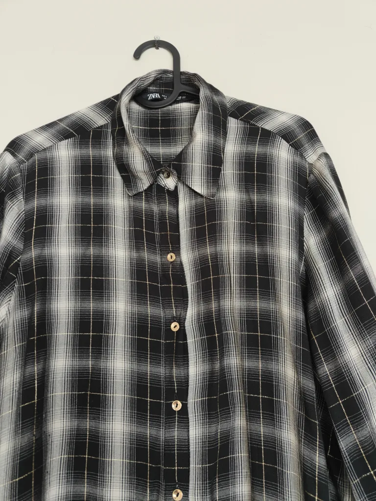 Zara Plaid Maxi Shirt Dress image indicator(4)