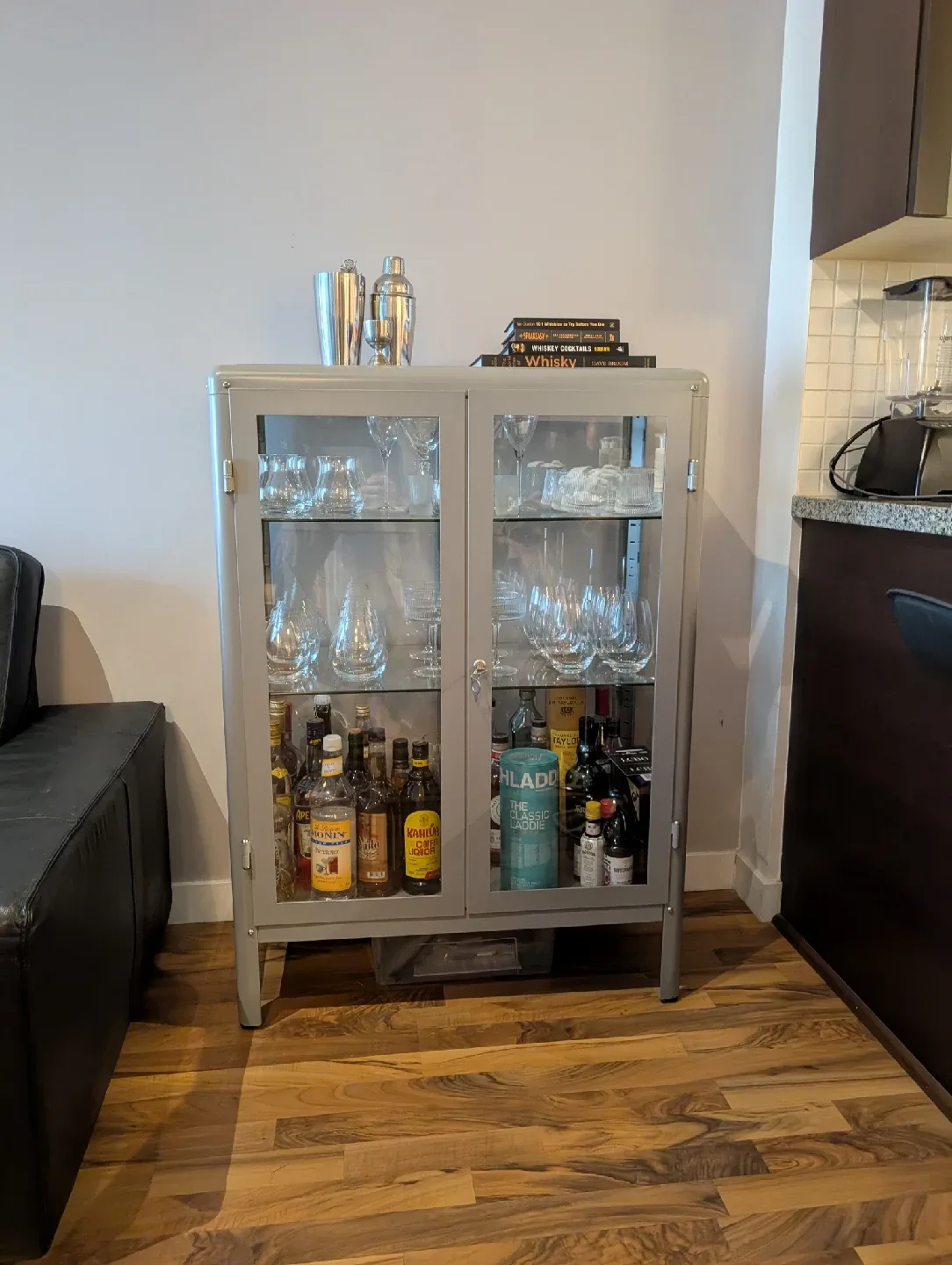 Metal and Glass Display/Liquor Cabinet